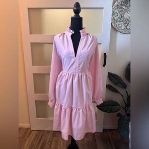 Chic Pink Long Sleeve Dress